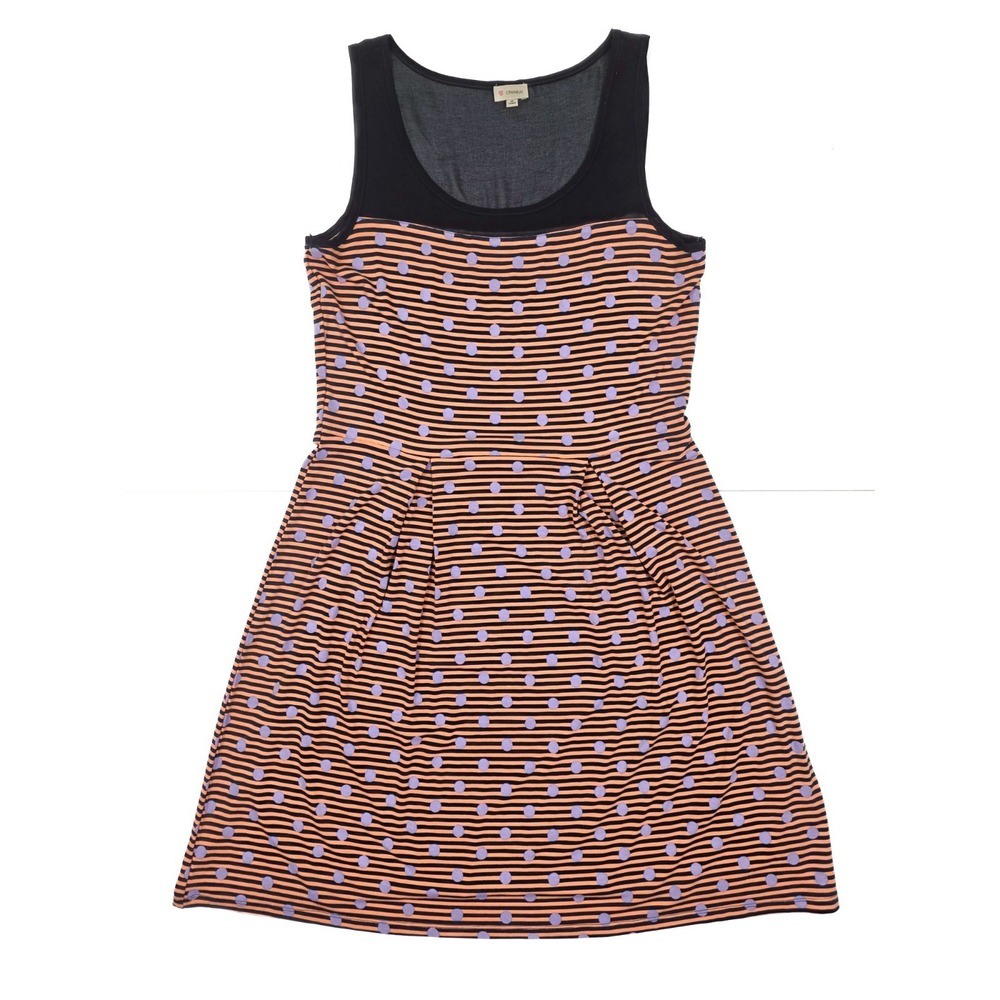 Daniel Cremieux Coral Orange Striped Polka Dot Fit Flare Dress‎ Womens Medium